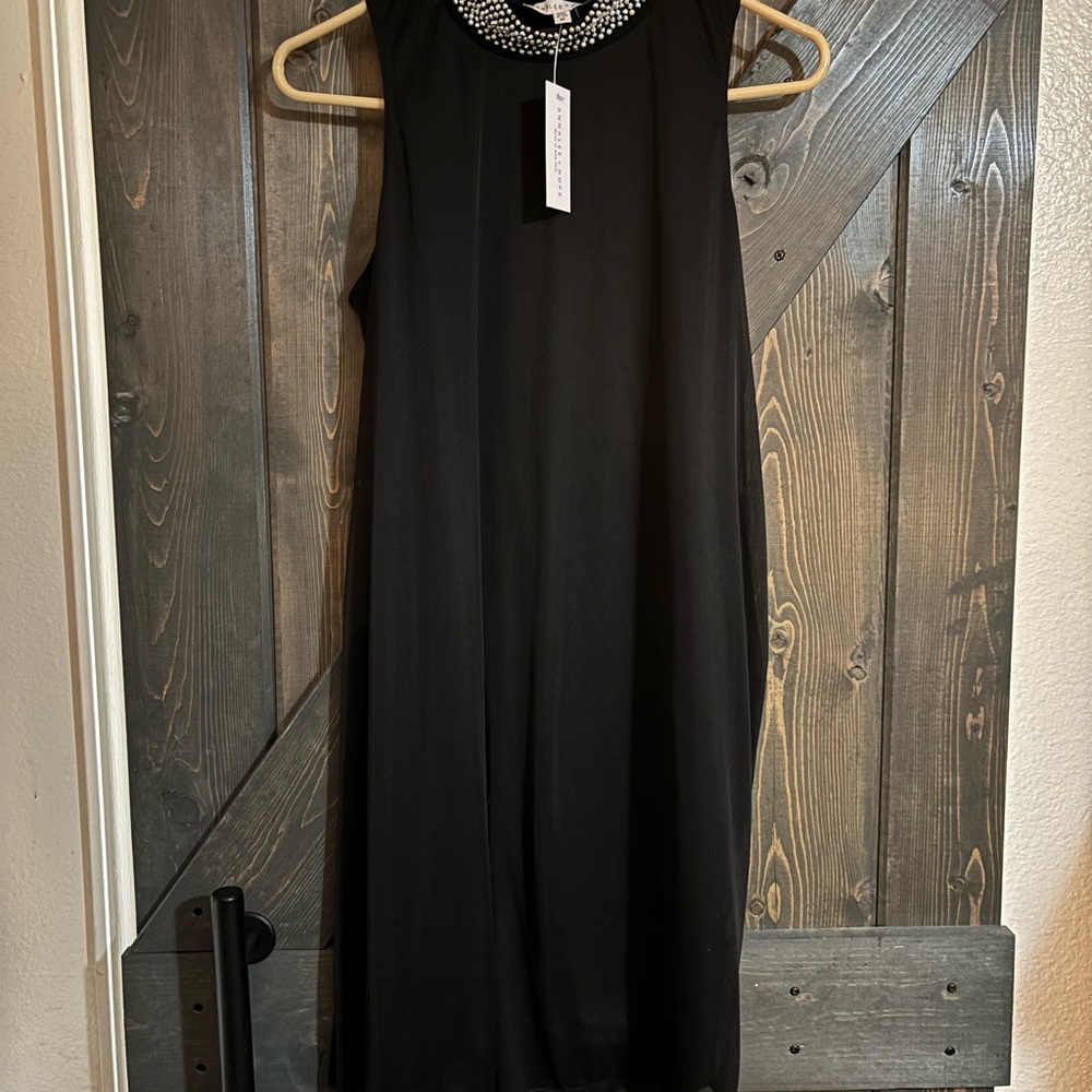 Annalee + Hope Black Sheath Midi Dress Mock Neck NWT